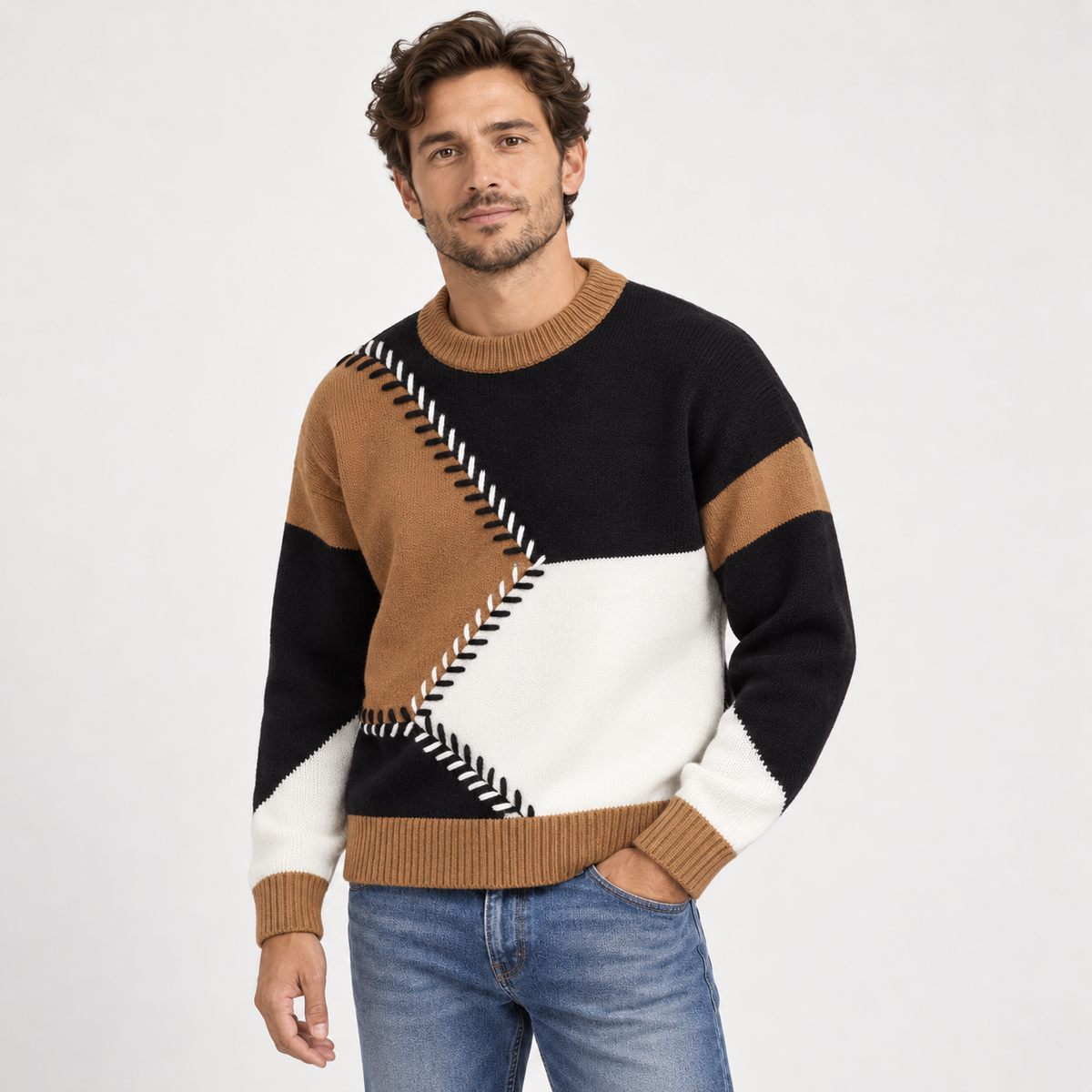 Jersey con parches de estilo atrevido
